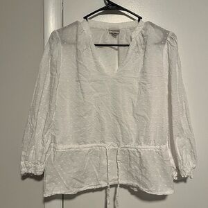 A New Day White Women's Polka Dot Cinched Waist Top